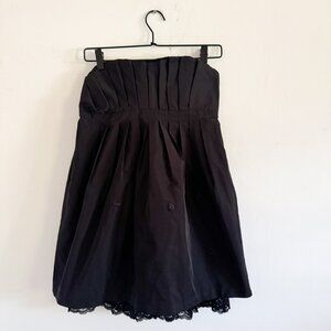 NWT $298 BCBGeneration Y2K Black Pleat Strapless Mini Dress US 6